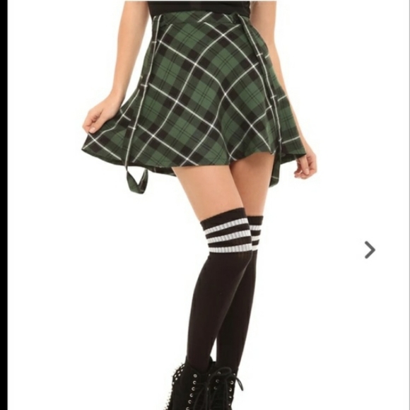 Hot Topic Dresses & Skirts - NWT Royal Bones From Hot Topic School Girl Plaid Skirts Suspenders